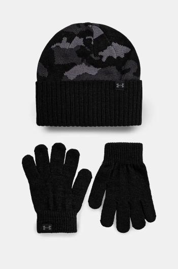 Detská čiapka a rukavice Under Armour B Beanie čierna farba, 1386641