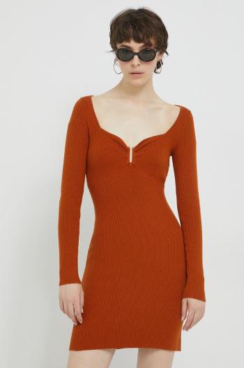 Šaty Abercrombie & Fitch hnedá farba, mini, priliehavé