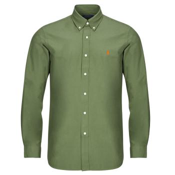 Polo Ralph Lauren  CHEMISE AJUSTEE EN POPLINE DE COTON COL BOUTONNE  Košele s dlhým rukávom Kaki