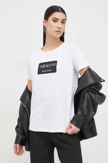 Bavlnené tričko Armani Exchange biela farba