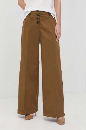 Nohavice MAX&Co. dámske, hnedá farba, široké, vysoký pás