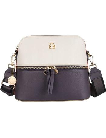 Lulucastagnette bielo-tmavo modro-ružová crossbody kabelka so širokým popr vel. ONE SIZE