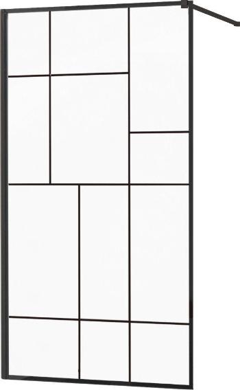 MEXEN/S - KIOTO Sprchová zástena WALK-IN 110x200 cm 8 mm, čierna, čierny vzor 2 800-110-101-70-78