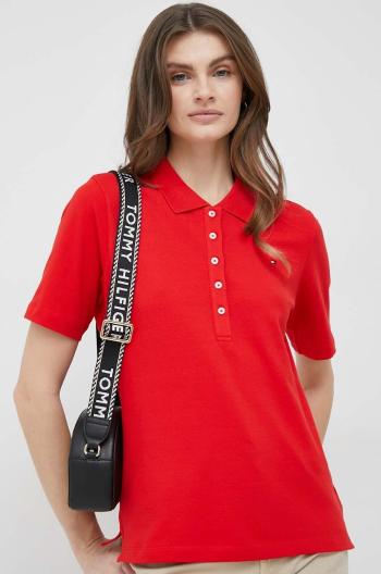 Polo tričko Tommy Hilfiger dámsky, červená farba