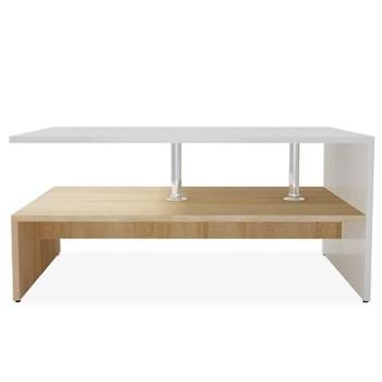 Konferenčný stolík, drevotrieska, 90 x 59 x 42 cm, dub/biela (244856)