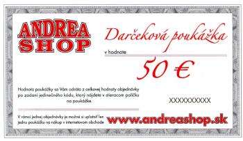 NOVA ESHOP Poukazka ANDREASHOP (platnost 6 mesiacov) 50,- Euro
