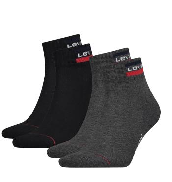 LEVI`S - ponožky 2PACK Levi`s logo quarter mid grey sportswear-35-38