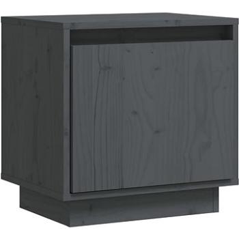 SHUMEE Nočný stolík sivý 40 × 30 × 40 cm masívne borovicové drevo, 813309