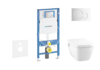 GEBERIT - Duofix Modul na závesné WC s tlačidlom Sigma01, lesklý chróm + Tece One - sprchovacia toaleta a doska, Rimless, SoftClose 111.300.00.5 NT2