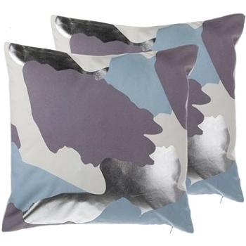 BELIANI, Sada 2 bavlnených vankúšov abstraktná 45 × 45 cm fialová so strieborným IXIA, 205742 (beliani_205742)