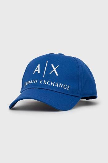 Bavlnená čiapka Armani Exchange čierna farba, s nášivkou