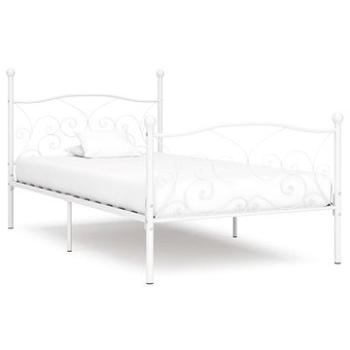 Rám postele s latkovým roštom biely kov 90 × 200 cm (284447)