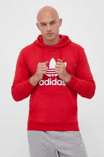 Bavlnená mikina adidas Originals  Classics Trefoil Hoodie pánska, červená farba, s kapucňou, s potlačou, IM4497