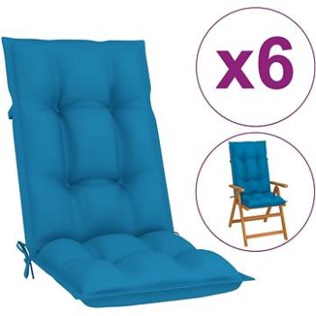 Podušky na záhradné stoličky, 6 ks, modré, 120 x 50 x 7 cm (314247)