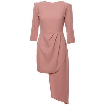 Makover  Šaty K047 Asymetrické plášťové šaty - ružové  viacfarebny