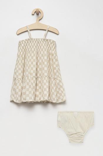 Dievčenské šaty GAP béžová farba, mini, áčkový strih