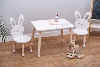 Detský stôl so stoličkami - Králik - biely Kids table set - Rabbit