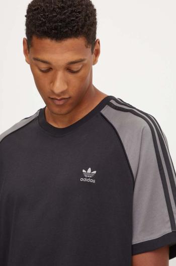 Bavlnené tričko adidas Originals pánske, čierna farba, vzorované, IW5818