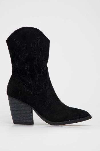 Kovbojské topánky Answear Lab dámske, čierna farba, na podpätku,