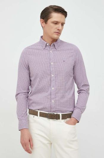 Bavlnená košeľa Tommy Hilfiger pánska, fialová farba, slim, s golierom button-down