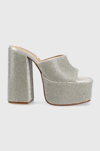 Šľapky Steve Madden Trixie-R dámske, strieborná farba, na podpätku, SM11002263