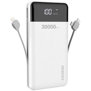 Dudao K1Max 30 000 mAh, 2× USB + kábel Lightning / USB-C / Micro USB, biela (DUD617625)