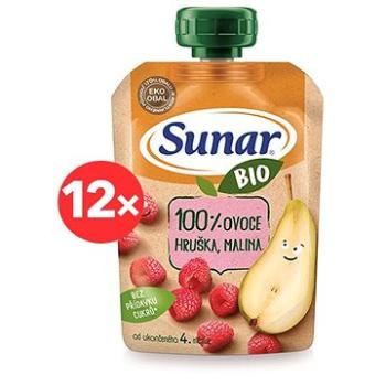 Sunar BIO ovocná kapsička hruška, malina 12× 100 g (8592084416003)