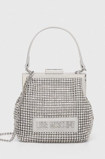 Listová kabelka Love Moschino strieborná farba