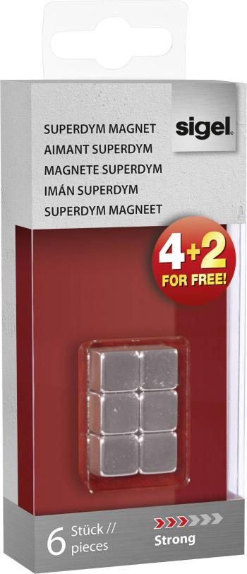 Sigel magnet SuperDym C5 Strong Cube-Design (š x v x h) 10 x 10 x 10 mm kocky strieborná 6 ks GL192