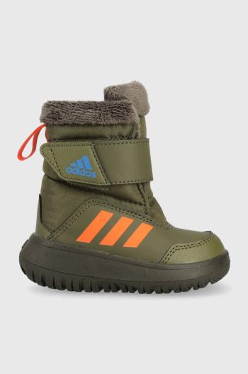 Detské zimné topánky adidas Winterplay I zelená farba