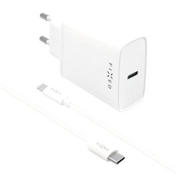FIXED Travel s USB-C výstupom a USB-C/USB-C káblom 1 m podpora PD 20 W biela (FIXC20-CC-WH)