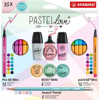 STABILO Pastellove – 35 ks – jemné linery, prémiové vláknové fixy, zvýrazňovače a grafitové ceruzky (4006381590372)