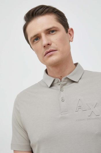 Polo tričko Armani Exchange pánske, šedá farba, s nášivkou