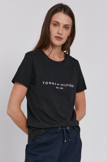 Bavlnené tričko Tommy Hilfiger čierna farba,