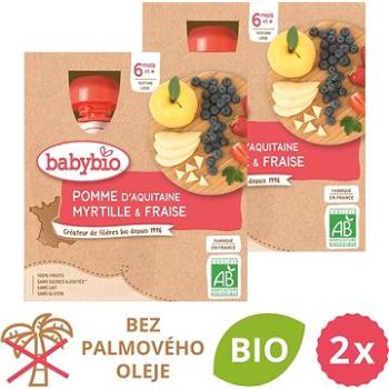 BABYBIO Jablko, čučoriedky a jahody 2× (4× 90 g)