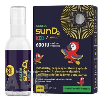 AKACIA sunD3 KID 600 IU ústny sprej, pomarančová príchuť, 1x25 ml