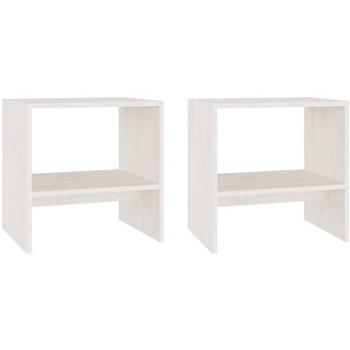 SHUMEE Nočné stolíky 2 ks biele 40 × 30,5 × 40 cm masívne borovicové drevo, 808056