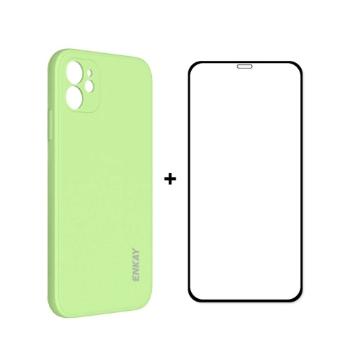 ENKAY Obal + 3D sklo Apple iPhone 12 mini svetlozelený