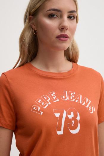 Bavlnené tričko Pepe Jeans GIGI dámske, oranžová farba, PL505958