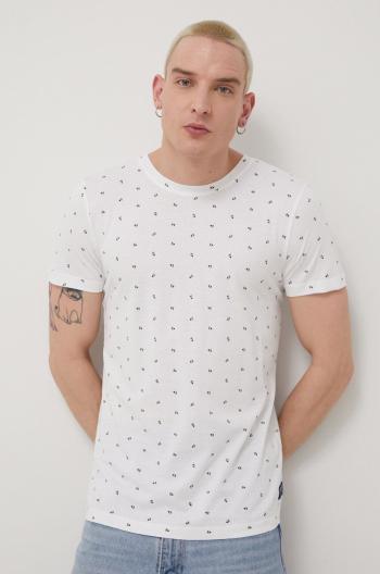 Bavlnené tričko Tom Tailor biela farba, vzorované