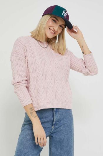 Bavlnený sveter Superdry dámsky, ružová farba