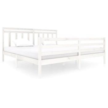 Rám postele biely masívne drevo 200 × 200 cm, 3100675