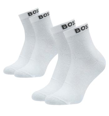 BOSS - ponožky 2PACK quarter biele s tkaným logom BOSS -39-42