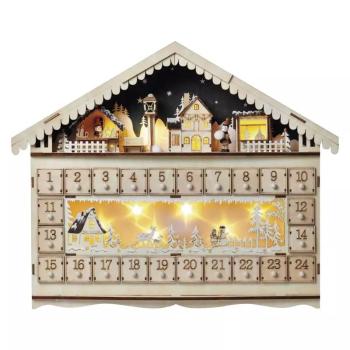 EMOS LED drevený adventný kalendár domček, 40x50cm DCWW01