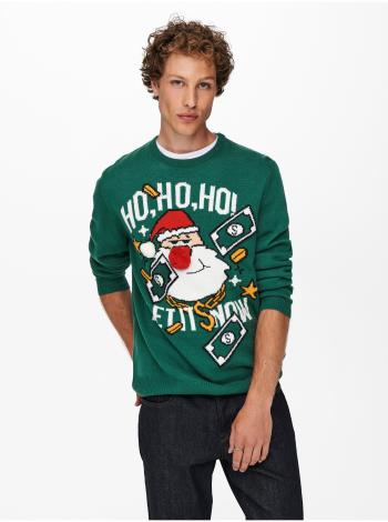 Zelený pánsky vianočný sveter ONLY & SONS X-mas