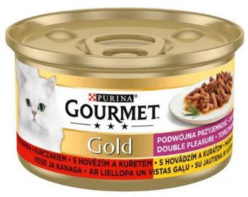 GOURMET GOLD cat hovädzie & kura kúsky šťava konzervy pre mačky 12x85g