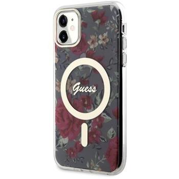 Guess PC/TPU Flowers IML MagSafe Kompatibilný Zadný Kryt na iPhone 11 Kaki (GUHMN61HCFWSA)