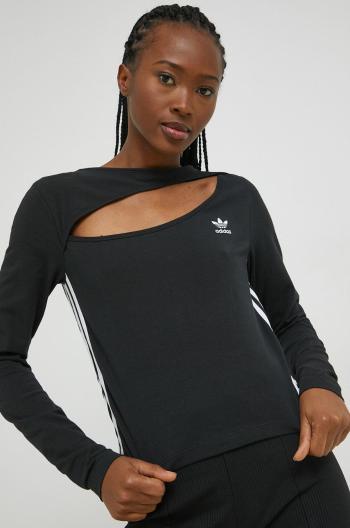 Tričko s dlhým rukávom adidas Originals dámsky, čierna farba