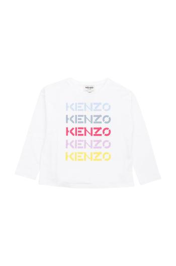 Detská bavlnená košeľa s dlhým rukávom Kenzo Kids biela farba,