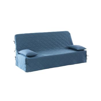 Blancheporte Prešívaný jednofarebný poťah s viazačkami na pohovku clic-clac, plátno bachette modrá 140x190cm
